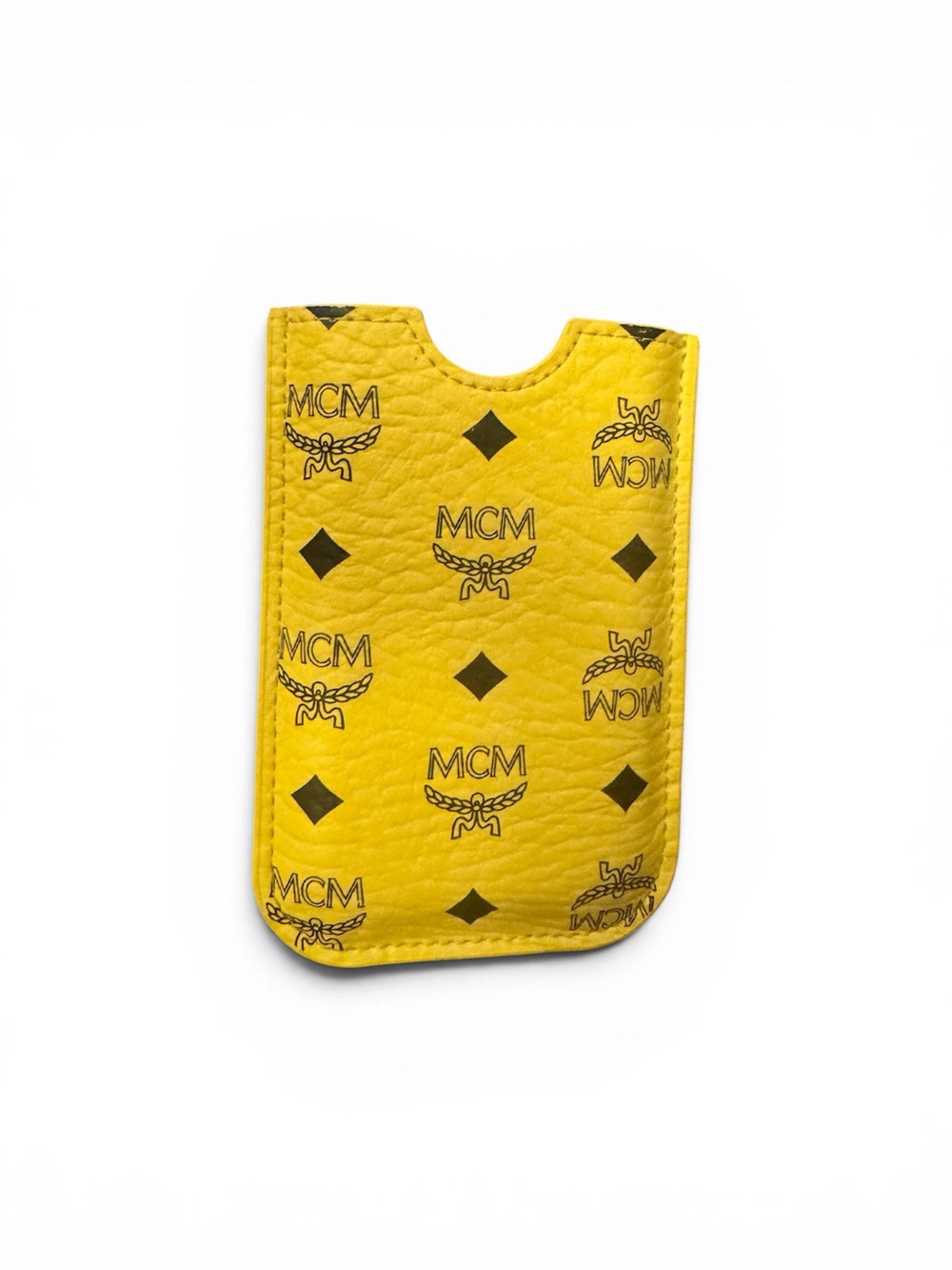 MCM Yellow Monogram Leather Phone Sleeve/l (credit card holder)